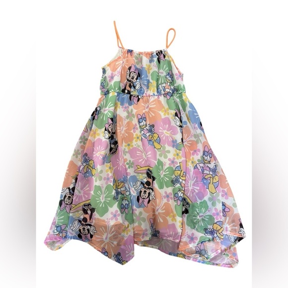 Disney H&M ASYMMETRIC CHIFFON DRESS Minnie Daisy 4T Summer Beachy - Picture 7 of 8